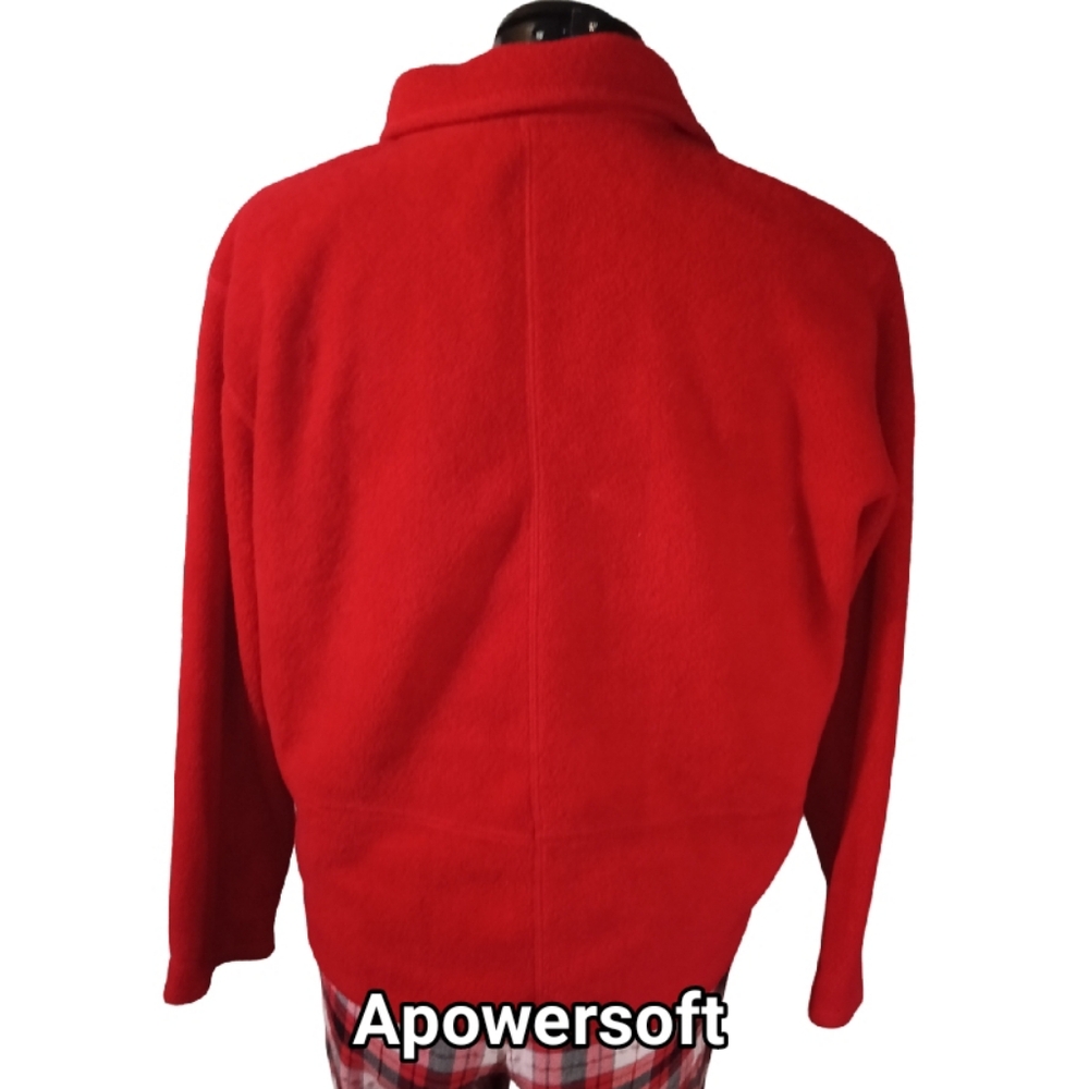 Red Fleece Button Front Jacket - Picture 3 of 6